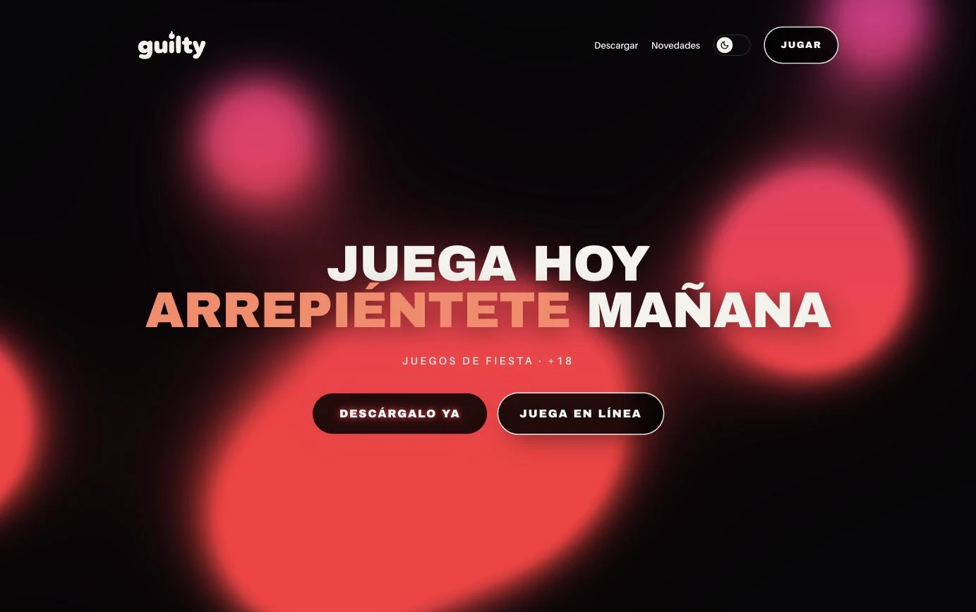 Landing de Guilty: juega hoy, arrepiéntete mañana