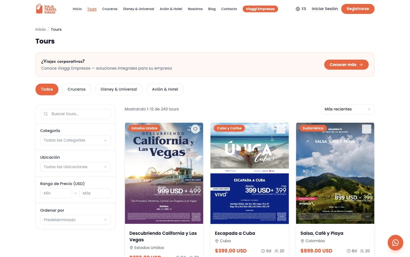 243-tour catalog with filters